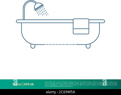 Bathtub Icon Vector Logo Template Illustration Design. Editable Vector EPS 10. Stock Vector