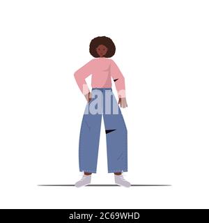 cute woman in casual trendy clothes female cartoon character standing pose full length isolated vector illustration Stock Vector