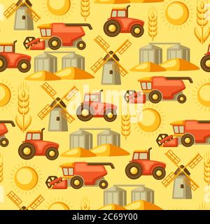 Agricultural seamless pattern with harvesting items. Stock Vector