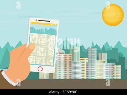 City navigation web banner. Flat vector. Stock Vector