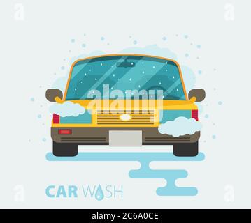 Car wash. Flat design vector illustration. Stock Vector
