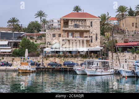 Harbour of Byblos, largest city in the Mount Lebanon Governorate of Lebanon Stock Photo