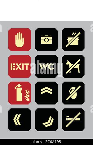 Military Style Orientation Pictogram Icon Set Sign Stock Vector