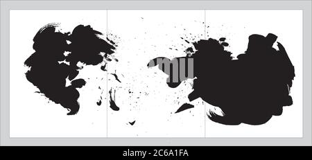 Japan Style Calligraphy Vector Splash World Map Stock Vector