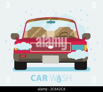 Car wash. Flat design vector illustration. Stock Vector
