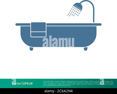 Bathtub Icon Vector Logo Template Illustration Design. Editable Vector EPS 10. Stock Vector