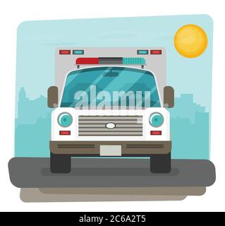 Ambulance car flat front view Stock Vector