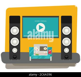Home cinema. Vector illustration. Flat style. Stock Vector