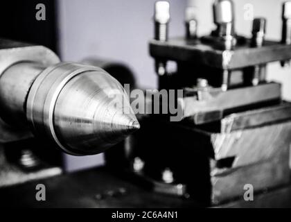 Industrial tools for cutting and drilling holes in metal parts with a special device or device. Stock Photo