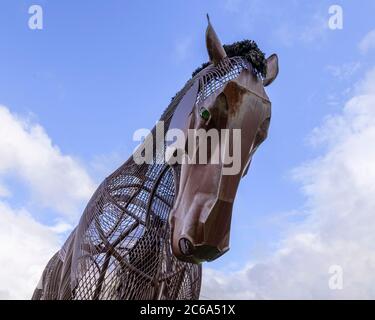 The World War I memorial entitled War Horse, A Place of Peace To Be Together in Featherstone, West Yorkshire, UK Stock Photo