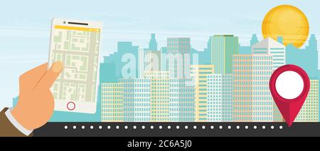 City navigation web banner. Flat vector. Stock Vector