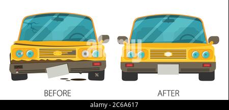 Car body frame repair vector illustration in flat style Stock Vector