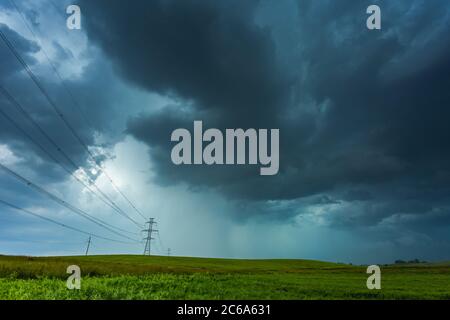 Supercell storm clouds with intense tropic rain Stock Photo