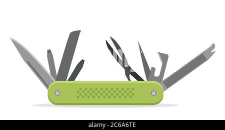 Flat design modern vector illustration of multifunctional pocket knife icon Stock Vector