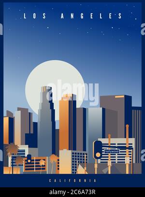 Los Angeles city skyline silhouette background Stock Photo - Alamy
