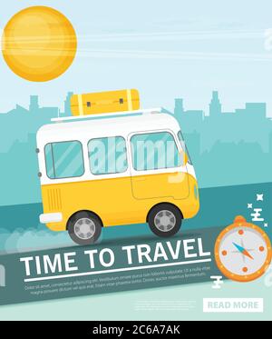 Vacation travelling concept. Flat design illustration Stock Vector