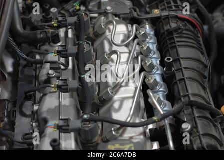 common rail on the diesel engine Stock Photo