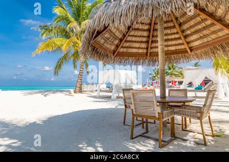 Beach bar locate on the sand ready to service chill liquor alcohol drink party or best view in villa resort using relax for leisure travel summer Stock Photo