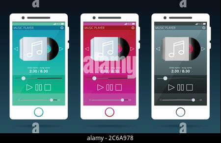 Mobile Application Interface. Music Player Stock Vector