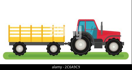Flat  tractor with semi-trailer icon isolated Stock Vector