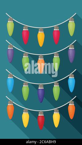 Christmas light flat icon with long shadow Stock Vector