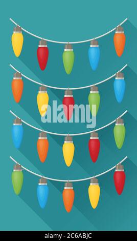 Christmas light flat icon with long shadow Stock Vector