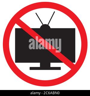 Prohibition sign. TV is prohibited. Black is silhouette. Prohibition sign. Vector  Stock Vector