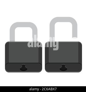 Opened and closed locks. Flat locks Stock Vector