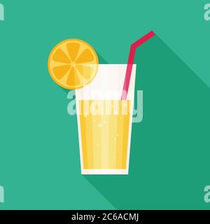 Juice glass icon. Flat icon with long shadow. Vector illustration Stock Vector