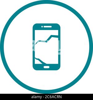 Unique Broken Cell Phone Vector Glyph Icon Stock Vector