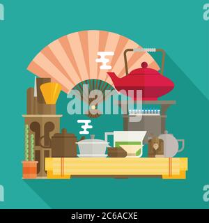 Tea ceremony flat vector Stock Vector
