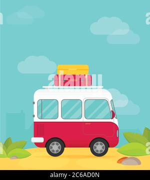 Vector caravan trailer in flat style. Stock Vector
