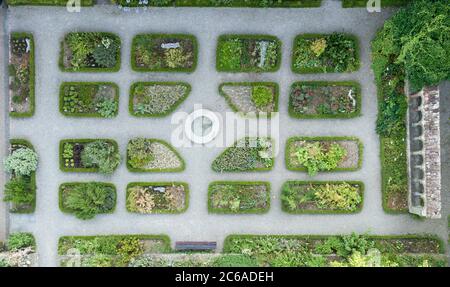 SCHAFFHAUSEN, SWITZERLAND - July 07 2018 : Aerial image of Herbs Garden in Allerheiligen monastery. It used to be monks' work growing herbs to cure po Stock Photo