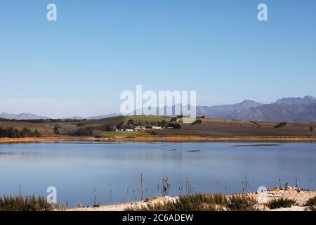 The Theewaterskloof dam near Villiersdorp in the Western Cape Province of South Africa. Stock Photo