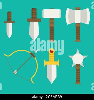 Set of medieval weapons icons Vector illustration Stock Vector Image ...