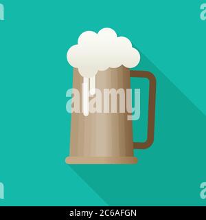 Beer. Flat icon with long shadow. EPS10 Stock Vector