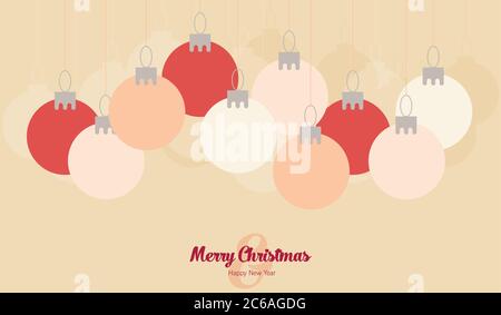 Flat Christmas balls, vector Christmas card Stock Vector