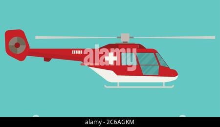 Ambulance helicopter in flat style. Vector illustration. Stock Vector