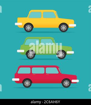 set of cars, vector flat style Stock Vector