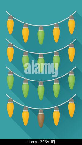 Christmas light flat icon with long shadow Stock Vector