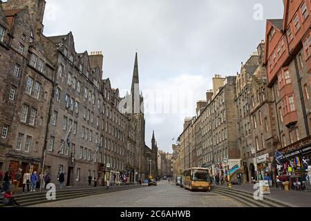 EDINBURGH - Oct 13: The famous Royal Mile in Edinburgh, Scotland.The Royal Mile runs between Edinburgh Castle and Holyrood Palace. On October 13, 2013 Stock Photo