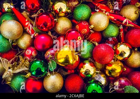 Christmas tree decorations on a tree Stock Photo