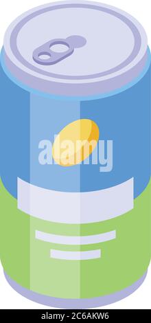 Energy drink tin icon, isometric style Stock Vector