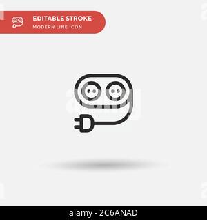 Extension Cord Simple vector icon. Illustration symbol design template for web mobile UI element. Perfect color modern pictogram on editable stroke. E Stock Vector