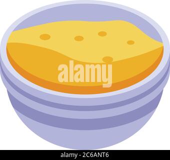 Cereal flakes bowl icon, isometric style Stock Vector