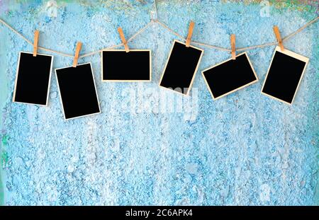 old photographs,empty photo frames, space for pics Stock Photo