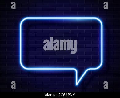Vector Neon Blue Glowing Speech Bubble Sign Stock Vector
