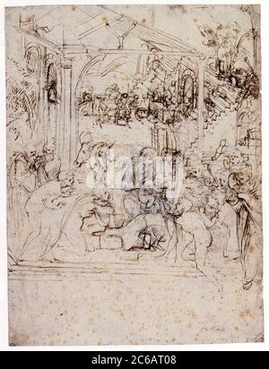 THE ADORATION OF THE MAGI . LEONARDO DA VINCI Stock Photo - Alamy