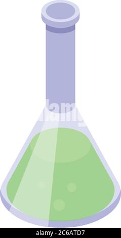 Chemical green flask icon, isometric style Stock Vector
