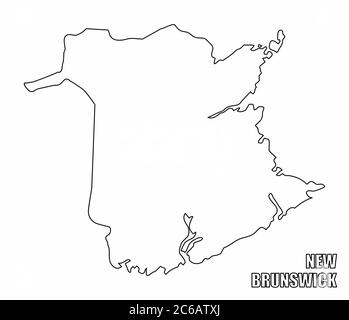 New Brunswick Province and Territory of Canada. Black Illustration and